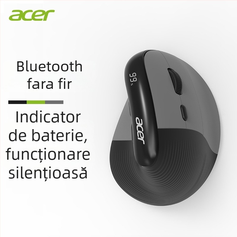 Acer mouse vertical ergonomic wireless Bluetooth, 7 butoane, silențios, rază de 10 m, baterie reîncărcabilă