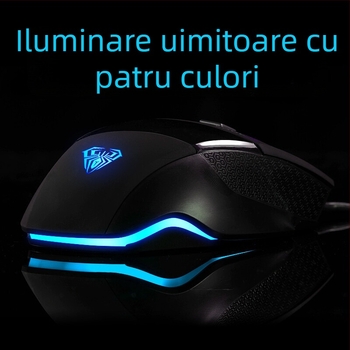 Mouse de gaming cu cablu, macro-programabil, 6 butoane, DPI 2000, USB, ergonomic