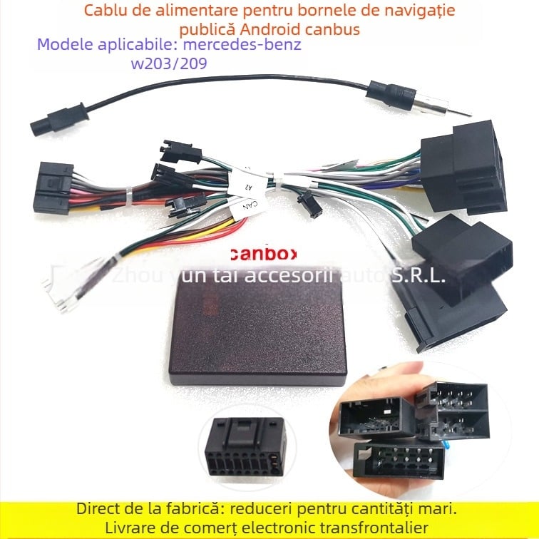 Cablu de alimentare pentru navigație Android pentru Mercedes-Benz W203/W209/S320/R350/B200/W211 – BN-02, Cupru pur, Evoresn/Yisen