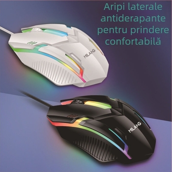 Mouse optic USB cablat, 3 butoane, 1000 DPI, compatibil cu laptop