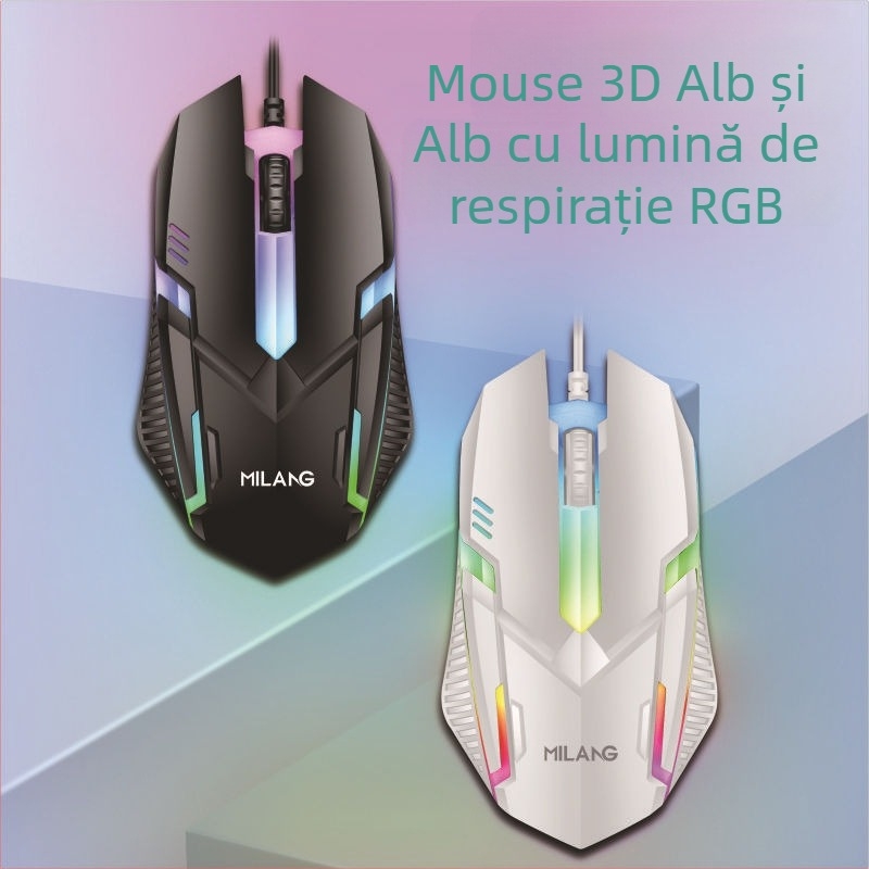 Mouse optic USB cablat, 3 butoane, 1000 DPI, compatibil cu laptop