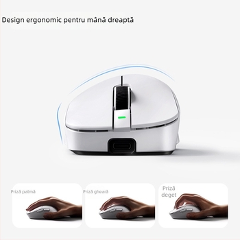 Mouse de gaming cu conexiune cablată și wireless 2.4G, senzor PAW3950, 42000 DPI, ergonomic pentru mâna dreaptă