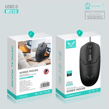 Mouse optic USB cu cablu, 1000dpi, 3 butoane