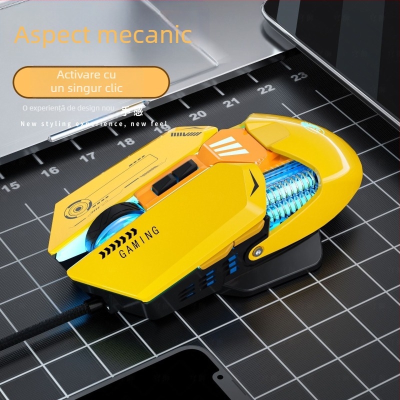 SKYLION C6 mouse optic de gaming cablu, 7 butoane, 7200 DPI, 4 niveluri DPI, ergonomic