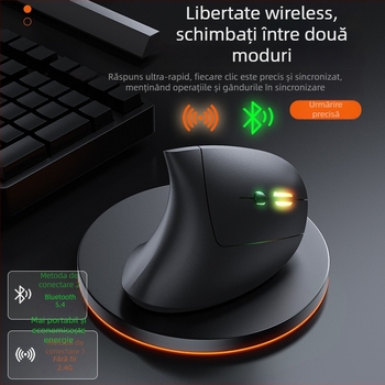 Mouse vertical ergonomic fără fir, a cincea generație, pentru mână dreaptă, dual-mod Bluetooth/2.4G, 1600 DPI