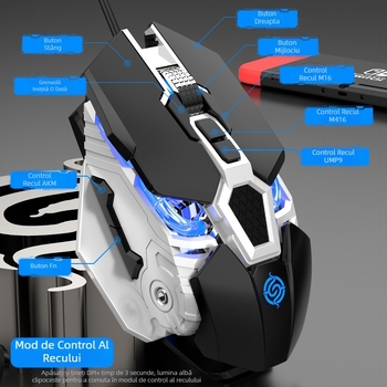 MOUSE DE GAMING Q18, cablat, senzor optic, 5600dpi, 9 butoane, ergonomic, 6 niveluri DPI, cablu 1.5m