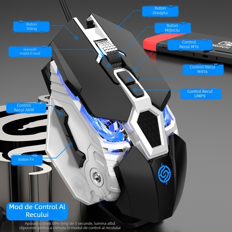 MOUSE DE GAMING Q18, cablat, senzor optic, 5600dpi, 9 butoane, ergonomic, 6 niveluri DPI, cablu 1.5m