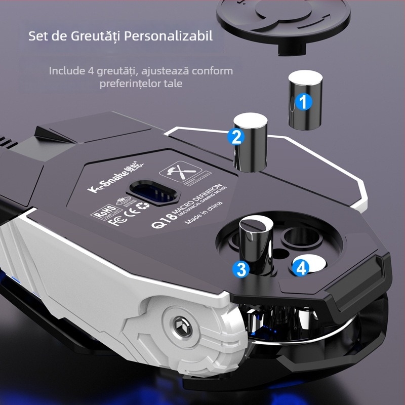 MOUSE DE GAMING Q18, cablat, senzor optic, 5600dpi, 9 butoane, ergonomic, 6 niveluri DPI, cablu 1.5m