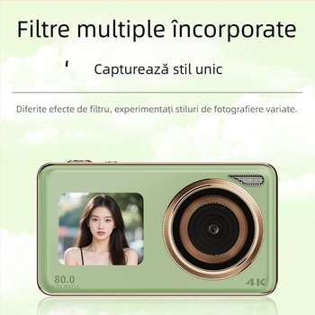 Cameră digitală pentru studenți cu camere frontale și din spate duale, zoom optic 18x, senzor CMOS 12MP, ecran LCD 3.0, 1080p video, stabilizare electronică a imaginii