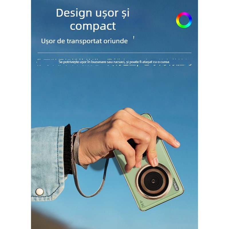 Cameră digitală pentru studenți cu camere frontale și din spate duale, zoom optic 18x, senzor CMOS 12MP, ecran LCD 3.0, 1080p video, stabilizare electronică a imaginii