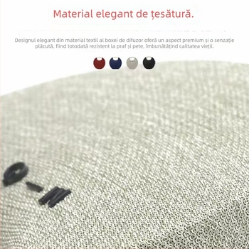 Difuzor Bluetooth portabil cu mâner textil — pentru exterior și birou, difuzor wireless cu subwoofer încorporat, 5W, Bluetooth 5.0, baterie 1000–1200mAh, IPX2, rază până la 10 m