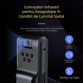 Camera profesională de înregistrare D10: 1080p CMOS, vedere de noapte, stocare microSD, baterie 12 ore