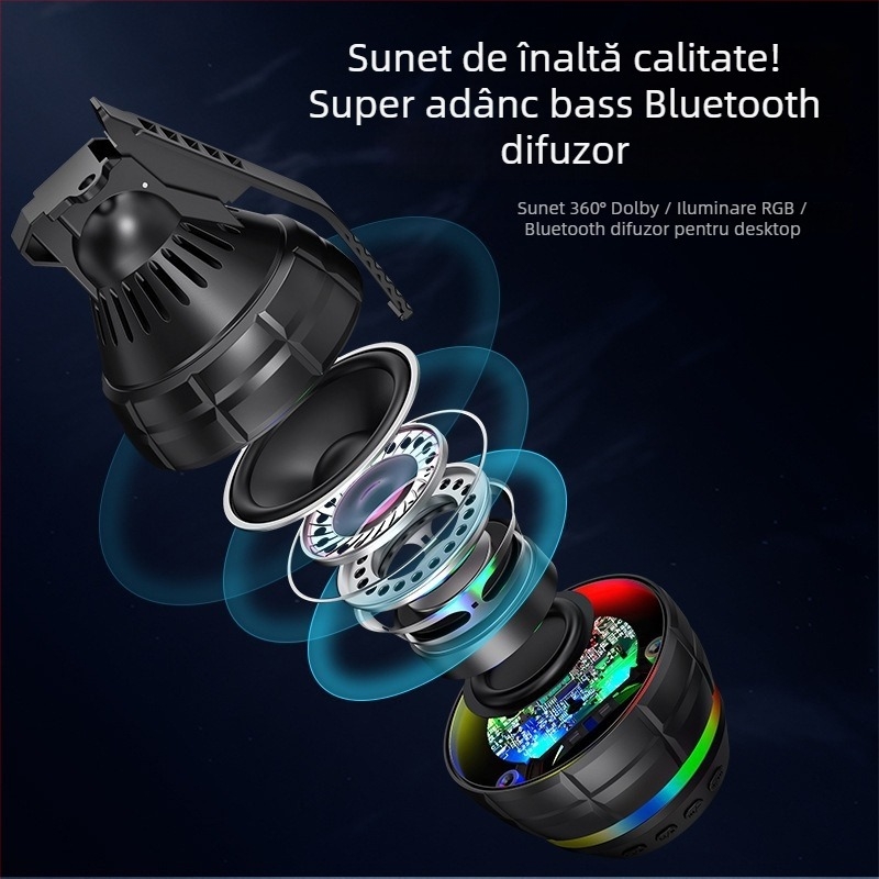 Boxă portabilă Bluetooth cu radio FM, 5W ieșire, baterie încorporată 1000-1200 mAh, Bluetooth 5.3