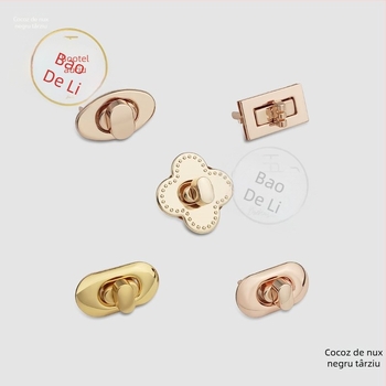 Închizătoare geantă Twist Lock – metalică, DIY, cu arc rotativ, rotundă/ovală, buton inel