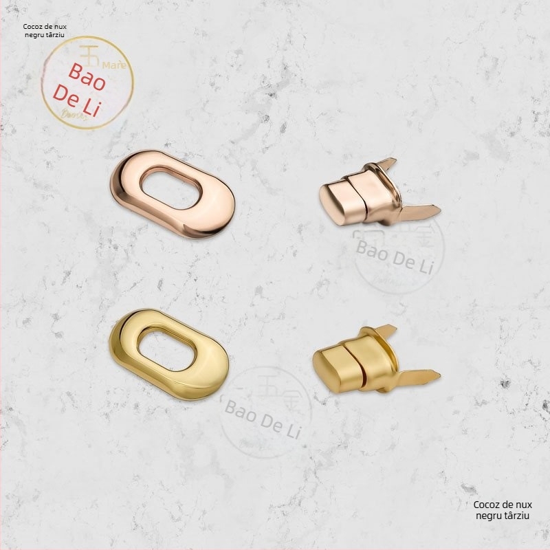 Închizătoare geantă Twist Lock – metalică, DIY, cu arc rotativ, rotundă/ovală, buton inel