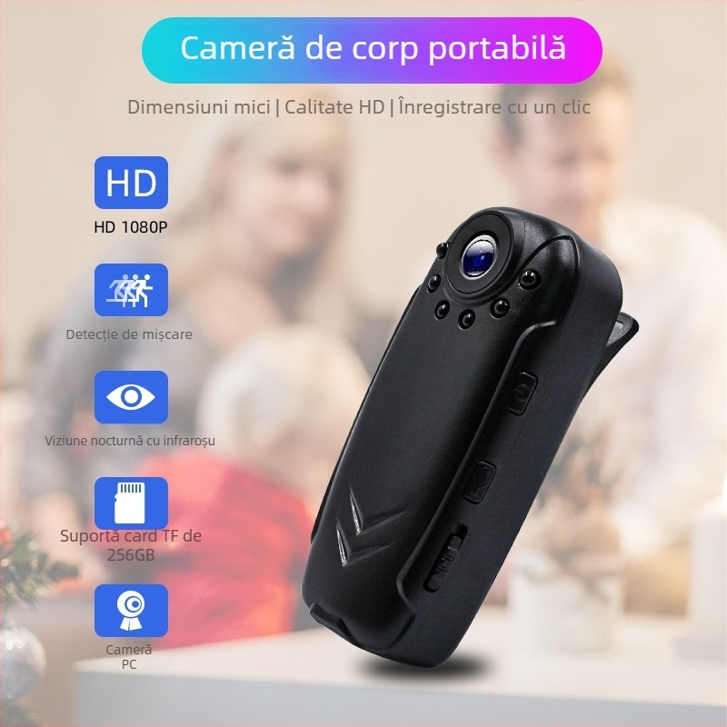 Cameră video purtabilă pentru corp (1080p rezoluție, zoom optic 20x, vizionare pe timp de noapte, senzor 3CMOS, autonomie baterie 6 ore)