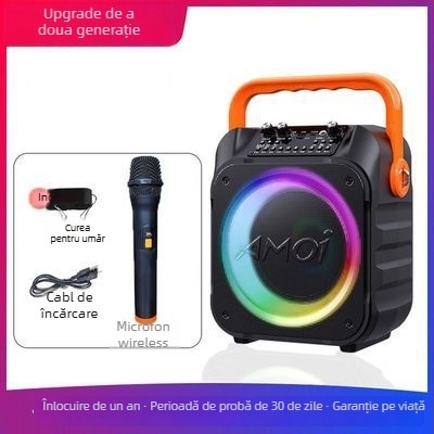 A9 Difuzor portabil Bluetooth pentru karaoke, cu microfon, pentru exterior, 12W, BT 5.0, 100Hz-20kHz, SNR ≥70dB, baterie încorporată