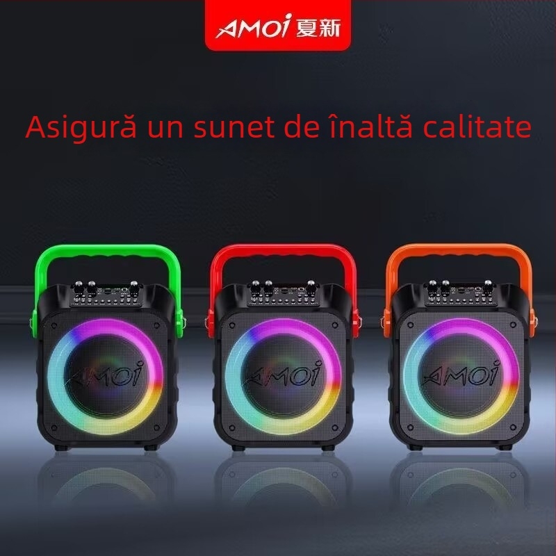 A9 Difuzor portabil Bluetooth pentru karaoke, cu microfon, pentru exterior, 12W, BT 5.0, 100Hz-20kHz, SNR ≥70dB, baterie încorporată