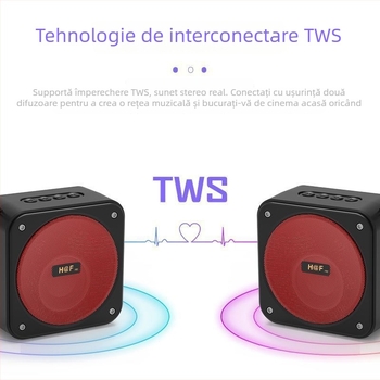 Boxă Bluetooth cu subwoofer, pentru exterior, compactă pătrată mini, 100 Hz–20 kHz, SNR ≥70 dB, IPX7, fără baterie încorporată