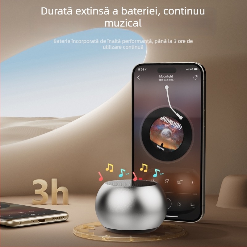 Boxă Bluetooth portabilă cu bas puternic, 5W, Bluetooth 5.3, 100 Hz–20 kHz, baterie încorporată 2000–4000 mAh, Sunet Hi‑Fi