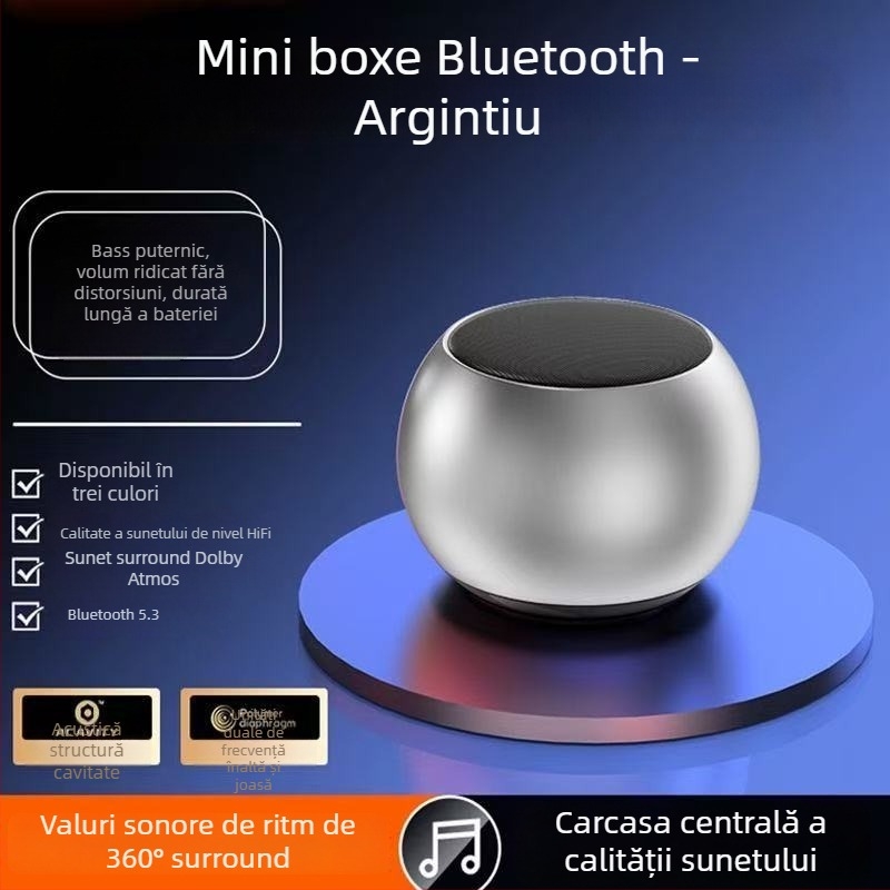 Boxă Bluetooth portabilă cu bas puternic, 5W, Bluetooth 5.3, 100 Hz–20 kHz, baterie încorporată 2000–4000 mAh, Sunet Hi‑Fi