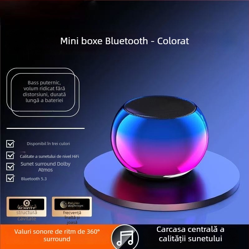 Boxă Bluetooth portabilă cu bas puternic, 5W, Bluetooth 5.3, 100 Hz–20 kHz, baterie încorporată 2000–4000 mAh, Sunet Hi‑Fi