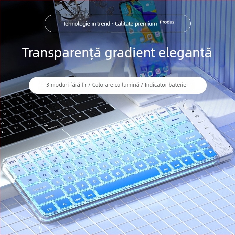 Tastatură Bluetooth cu keypad numeric, 79 taste, Bluetooth + 2.4G, ABS plastic