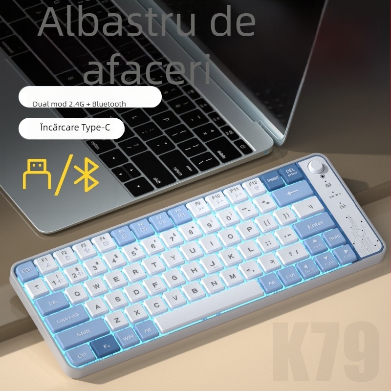 Tastatură Bluetooth cu keypad numeric, 79 taste, Bluetooth + 2.4G, ABS plastic