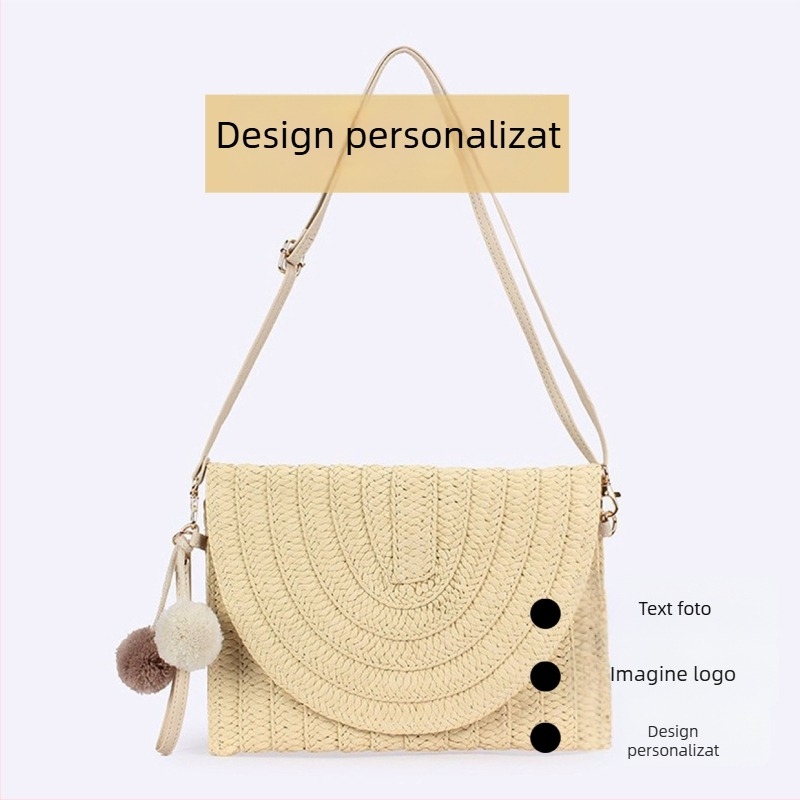 Geantă tip plic cu imprimeu frunze de plajă, material hârtie, capacitate mare, curea cu o singură bretea crossbody
