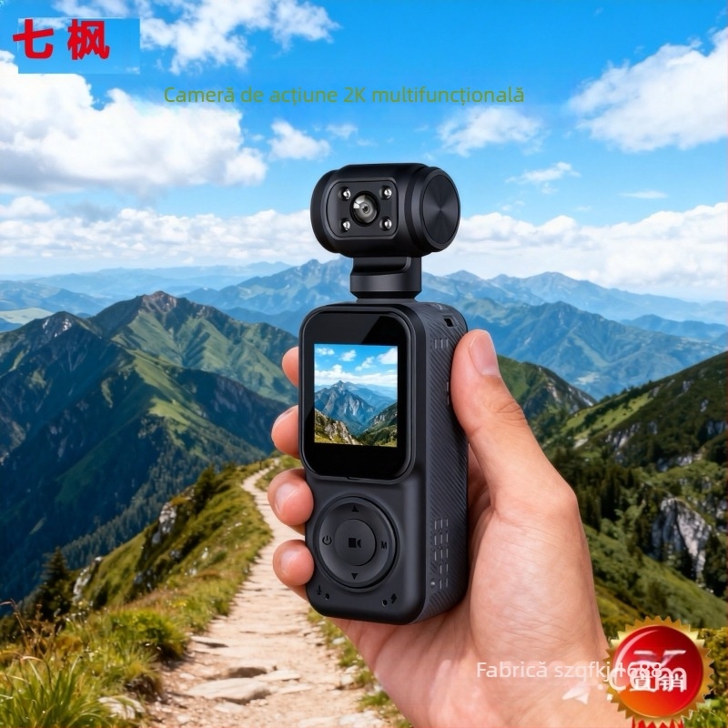Cameră de acțiune portabilă 2K cu stabilizare electronică a imaginii, vizionare pe timp de noapte, ecran LCD de 1,5 inchi, suport microSD