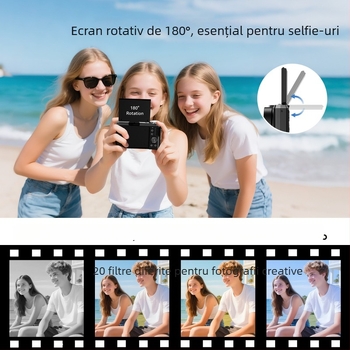 Aparat foto mirrorless de călătorie cu ecran rabatabil și obiectiv tip periscop (4K, senzor CMOS, ecran LCD de 3,0 inch)