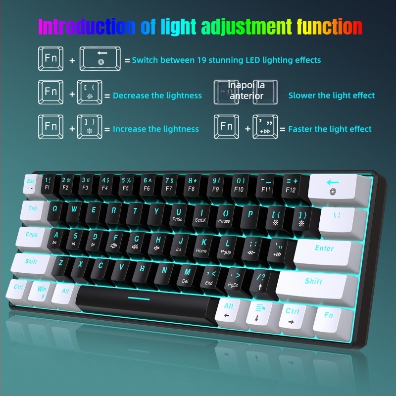 Tastatură mecanică de gaming cu conectivitate USB cablată, iluminare RGB și switchuri mecanice verzi