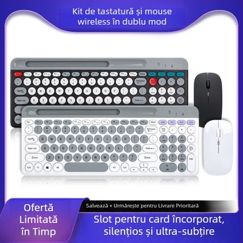 ZYG-806 Set tastatură și mouse Macaron, wireless cu moduri duale, taste rotunde, 88–98 taste, ABS, rezistent la apă, 2.4G + Bluetooth