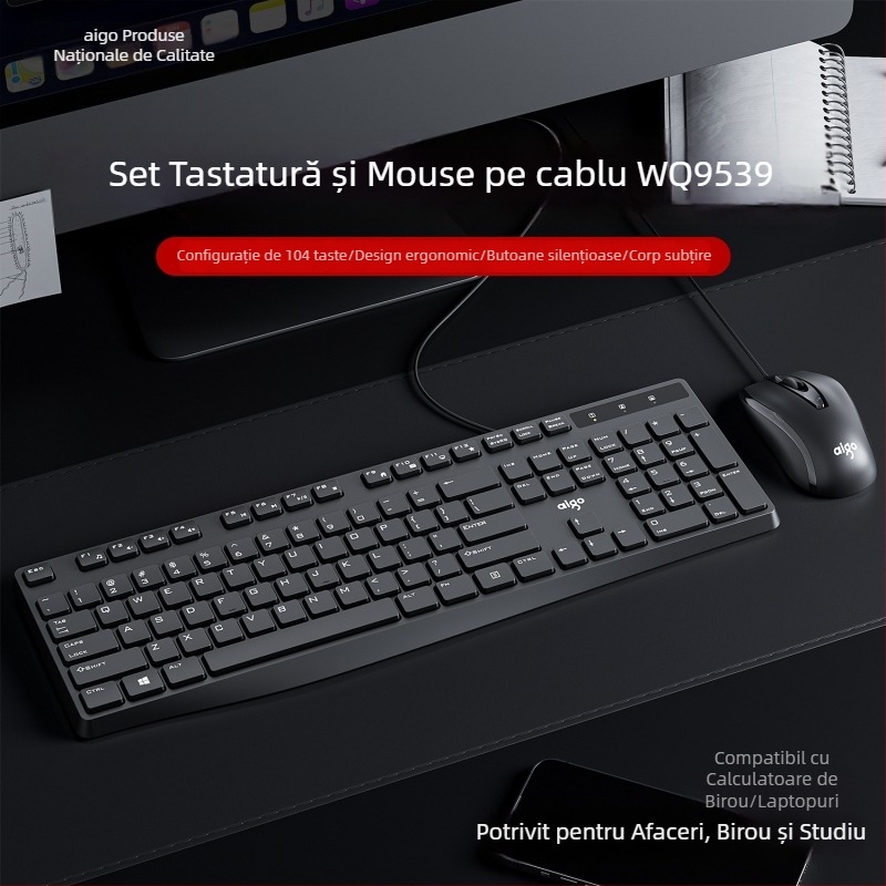 Set Patriot tastatură și mouse, model 9520, 108 taste, USB cablat, material silicon, tehnologie buton X arhitectură