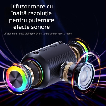 Boxă Bluetooth subwoofer fără fir – pentru mașină, casă, birou și exterior, 3W, Bluetooth 5.3, 120Hz-18kHz, SNR ≥85 dB, baterie încorporată