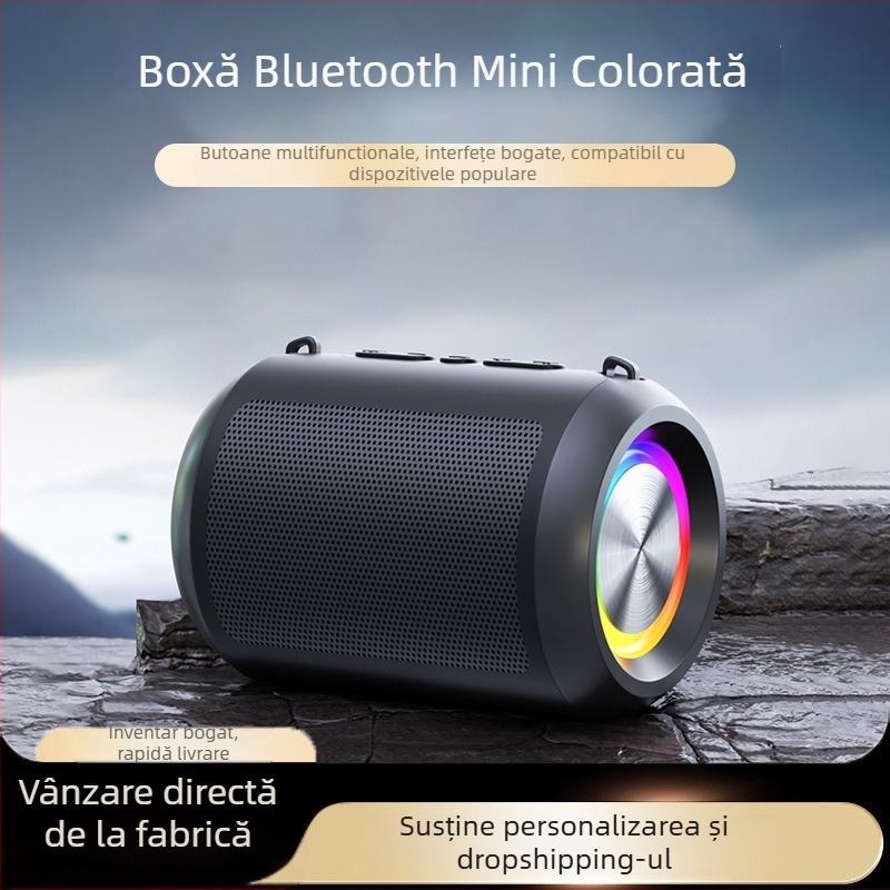 Boxă Bluetooth subwoofer fără fir – pentru mașină, casă, birou și exterior, 3W, Bluetooth 5.3, 120Hz-18kHz, SNR ≥85 dB, baterie încorporată