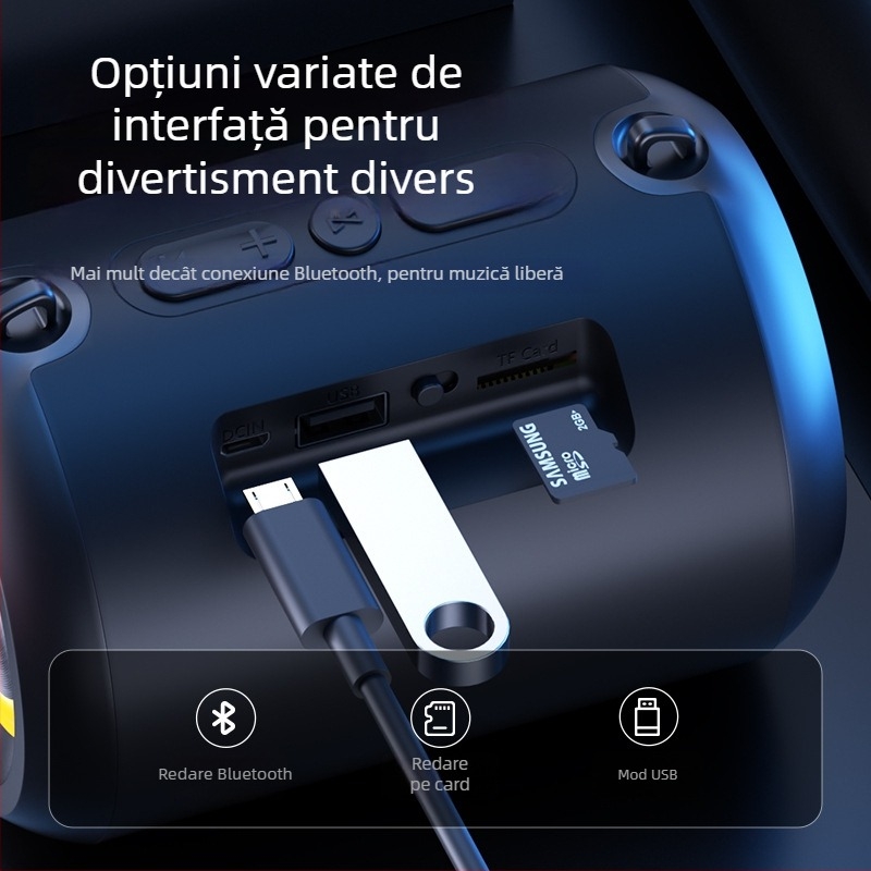 Boxă Bluetooth subwoofer fără fir – pentru mașină, casă, birou și exterior, 3W, Bluetooth 5.3, 120Hz-18kHz, SNR ≥85 dB, baterie încorporată