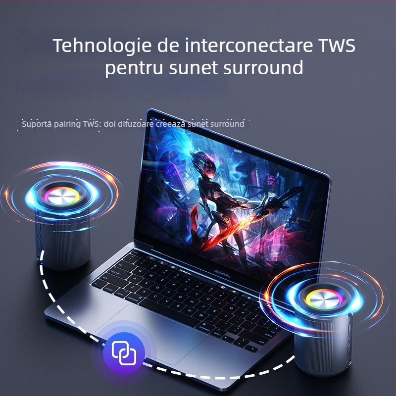 Boxă Bluetooth subwoofer fără fir – pentru mașină, casă, birou și exterior, 3W, Bluetooth 5.3, 120Hz-18kHz, SNR ≥85 dB, baterie încorporată