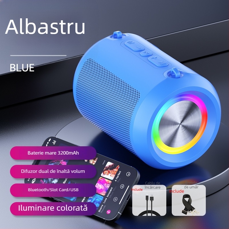 Boxă Bluetooth subwoofer fără fir – pentru mașină, casă, birou și exterior, 3W, Bluetooth 5.3, 120Hz-18kHz, SNR ≥85 dB, baterie încorporată
