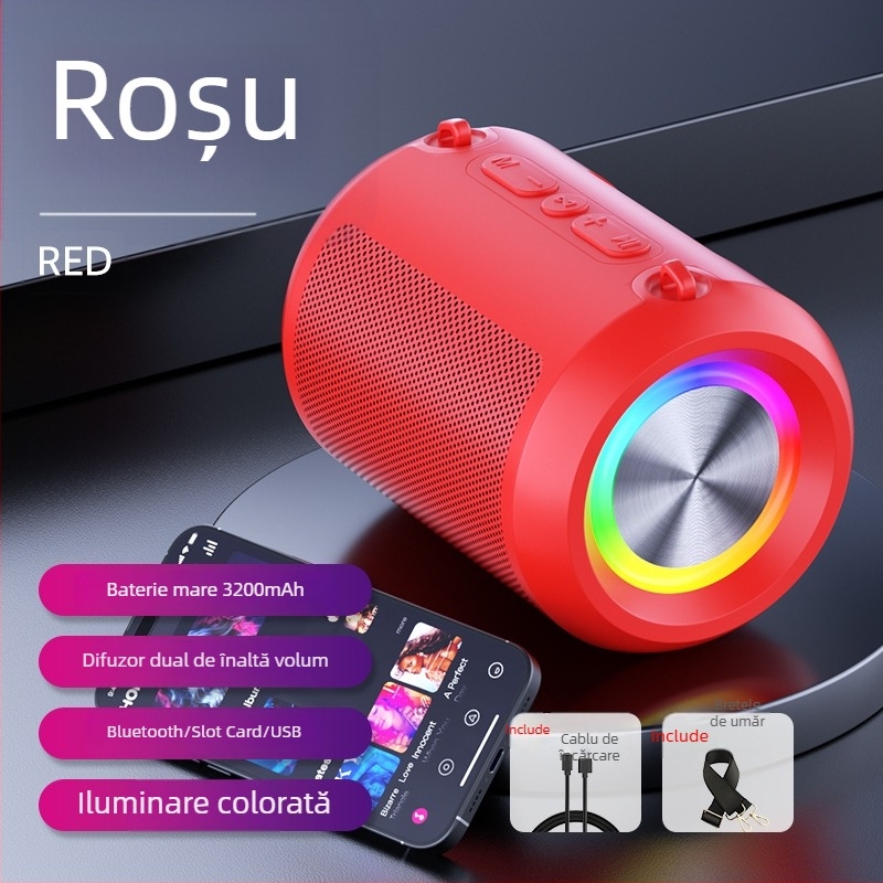 Boxă Bluetooth subwoofer fără fir – pentru mașină, casă, birou și exterior, 3W, Bluetooth 5.3, 120Hz-18kHz, SNR ≥85 dB, baterie încorporată