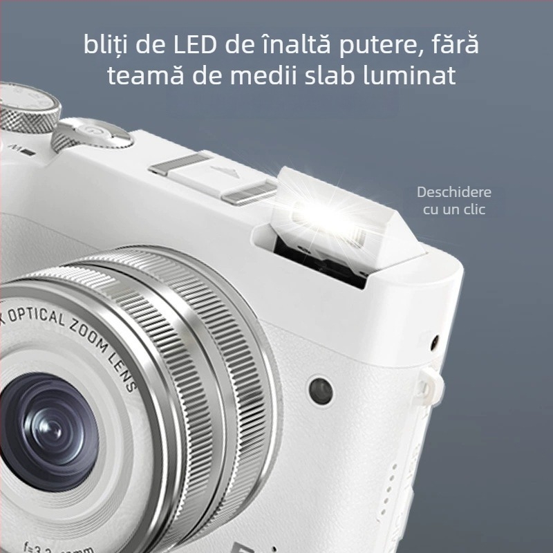 DC205X Cameră cu zoom optic, 5K HD, mirrorless pentru începători, selfie, ecran LCD de 3 inch, card TF