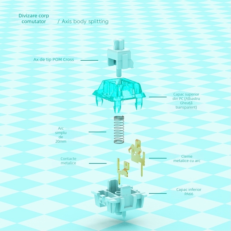 Switch pentru tastatură – liniar, hot-plug, 5 pini, personalizabil, carcasă din plastic