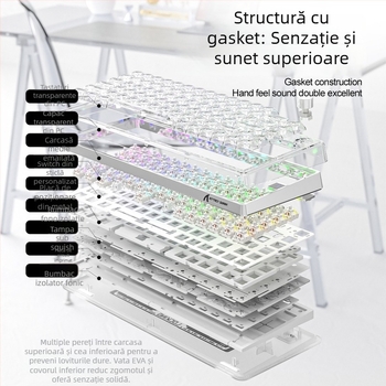 Attack Shark K75RGB tastatură mecanică fără fir, 82 taste, iluminare RGB, montaj gasket, switch-uri hot-plug