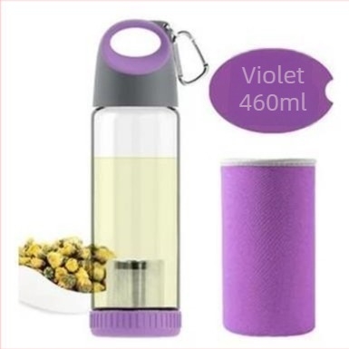 Sticlă de apă din borosilicata cu inel de purtare, cilindrică, etanșă și rezistentă la temperaturi, capac acoperit