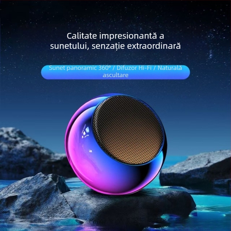 Boxă Bluetooth wireless, carcasă metalică, ieșire 5W, Bluetooth 5.2, baterie încorporată 300–500 mAh