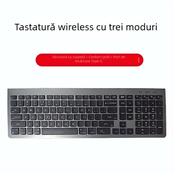 Tastatură Bluetooth cu trei moduri, peste 98 de taste, conectivitate wireless/cablaj/2.4G, se conectează la până la 3 dispozitive simultan, corp ABS, compatibil Mac, iPad, laptop Huawei, telefoane și calculatoare