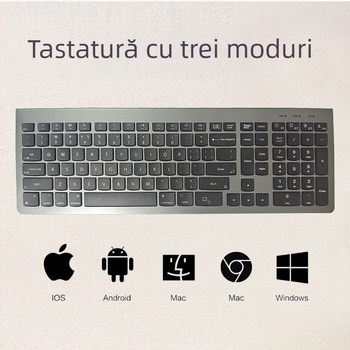 Tastatură Bluetooth cu trei moduri, peste 98 de taste, conectivitate wireless/cablaj/2.4G, se conectează la până la 3 dispozitive simultan, corp ABS, compatibil Mac, iPad, laptop Huawei, telefoane și calculatoare