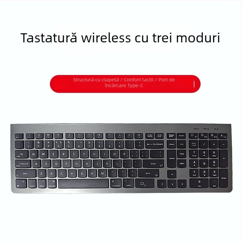 Tastatură Bluetooth cu trei moduri, peste 98 de taste, conectivitate wireless/cablaj/2.4G, se conectează la până la 3 dispozitive simultan, corp ABS, compatibil Mac, iPad, laptop Huawei, telefoane și calculatoare