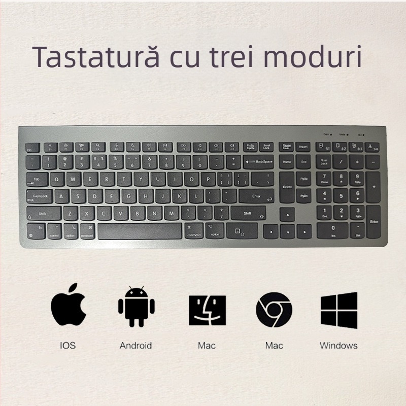 Tastatură Bluetooth cu trei moduri, peste 98 de taste, conectivitate wireless/cablaj/2.4G, se conectează la până la 3 dispozitive simultan, corp ABS, compatibil Mac, iPad, laptop Huawei, telefoane și calculatoare