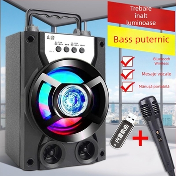 Boxă Bluetooth wireless – Outdoor portabil cu slot SD și radio, carcasă ABS, IPX7 rezistentă la apă, 100 Hz–20 kHz